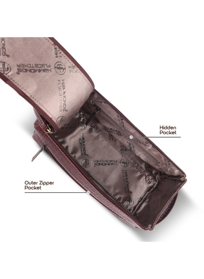 HAMMONDS FLYCATCHER Genuine Leather Toiletry Bag for Men and Women - Travel Organizer Pouch, Shaving Kit Bag for Men, Cosmetic Organizer Bag, Toiletry Pouch for Men with Multiple Pockets - TC4005 Croc Brown - Image 5